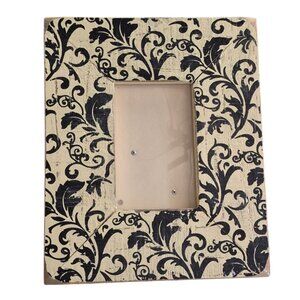 Floral Wood Picture Frame 4" x 6" Black & Ivory Distressed Finish Desk Wall
